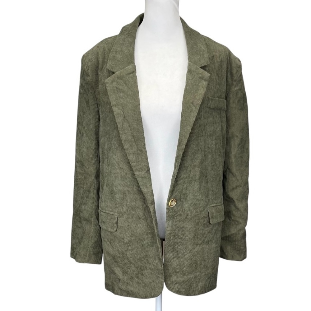 Aaron & Amber Green Corduroy Oversized Blazer Jacket, Women’s Size Small, NWT